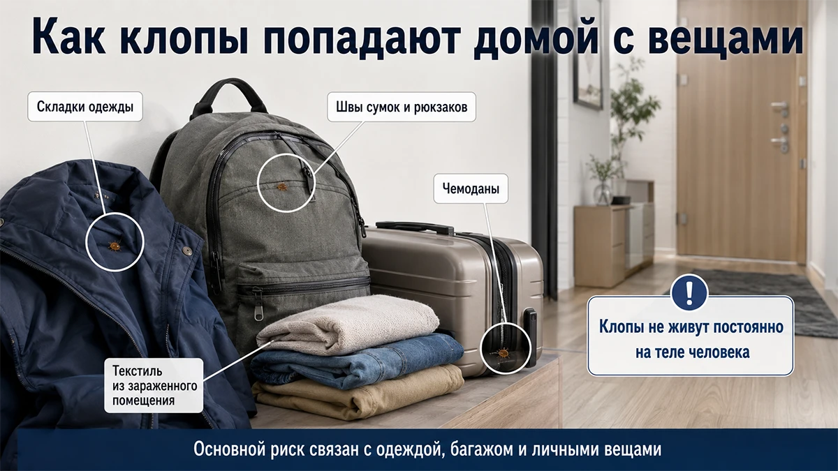 Как не принести клопов домой на одежде и в чемодане